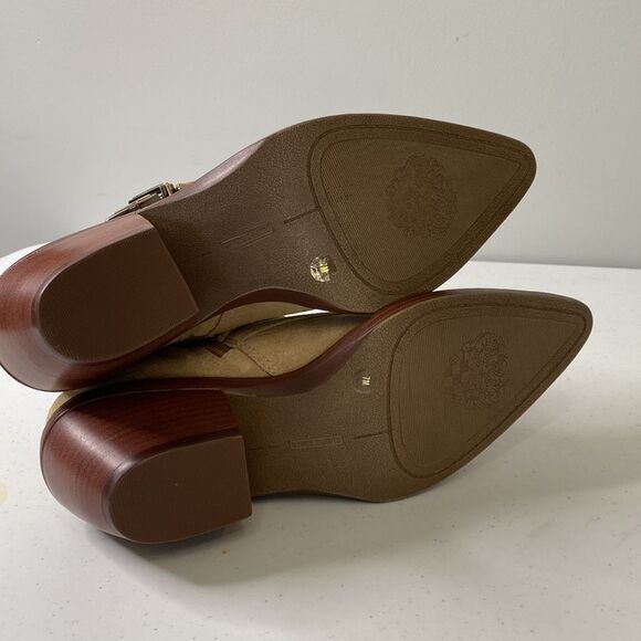 Vince Camuto New Ashena Western Leather Suede Boot Buckle Detail Pointed Toe - Picture 4 of 15